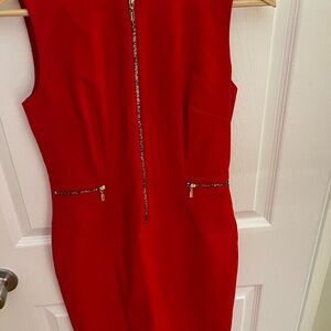 Calvin Klein sheath dress, multicolor zipper